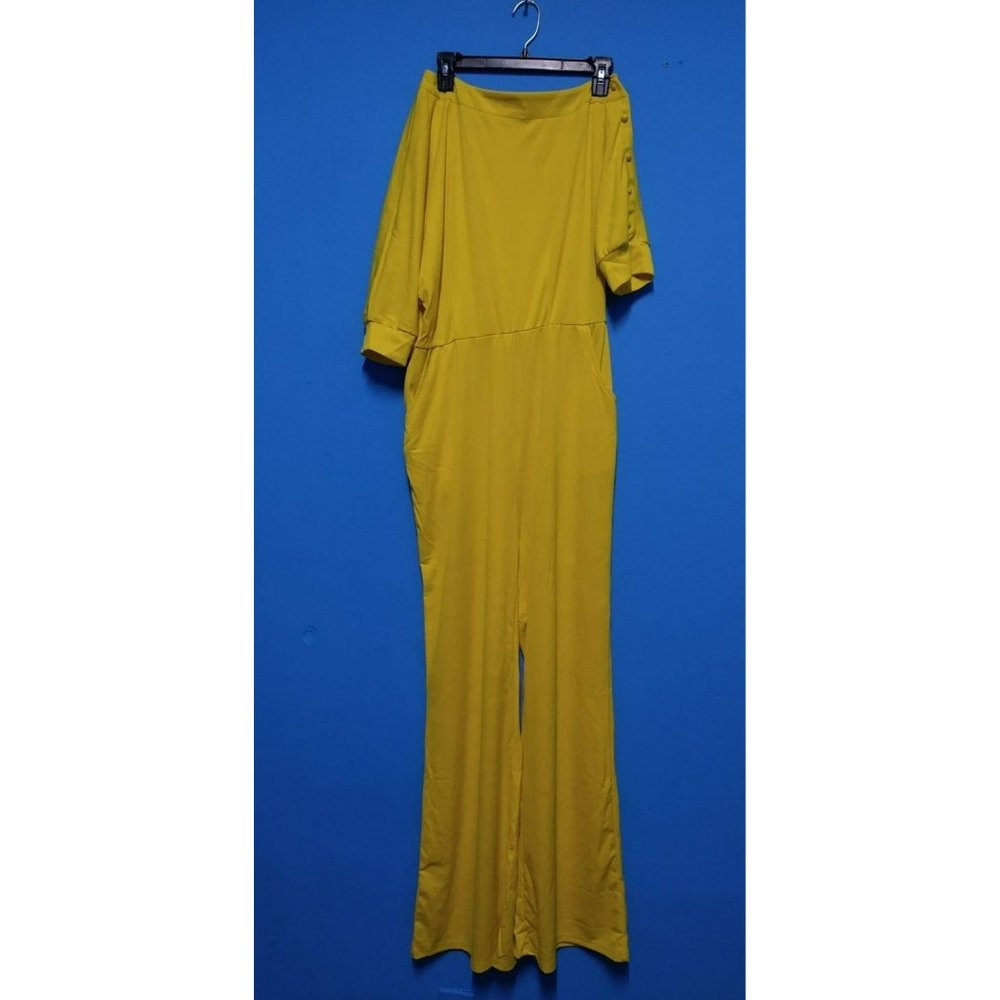 Mustard Yellow Women's Jumpsuit - Classic One-Shoulder Style